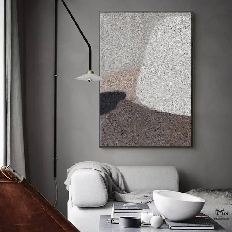 Dining Handmade Hand-painted Minimal Geometric Contemporary Abstract 4PU9O